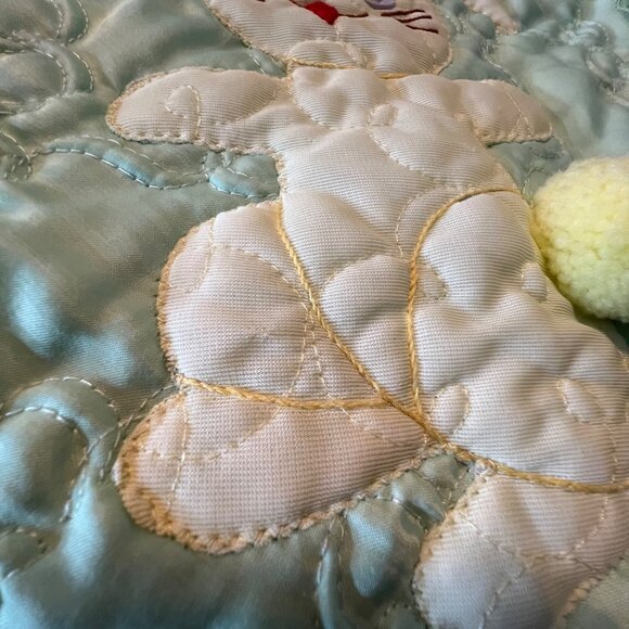 Vintage Satiny Green Bunny Blanket 28X44 - Picture 5 of 10